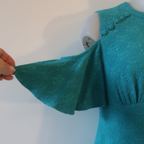 Nanette Lepore Teal Cold Shoulder Dress - Picture 6 of 13